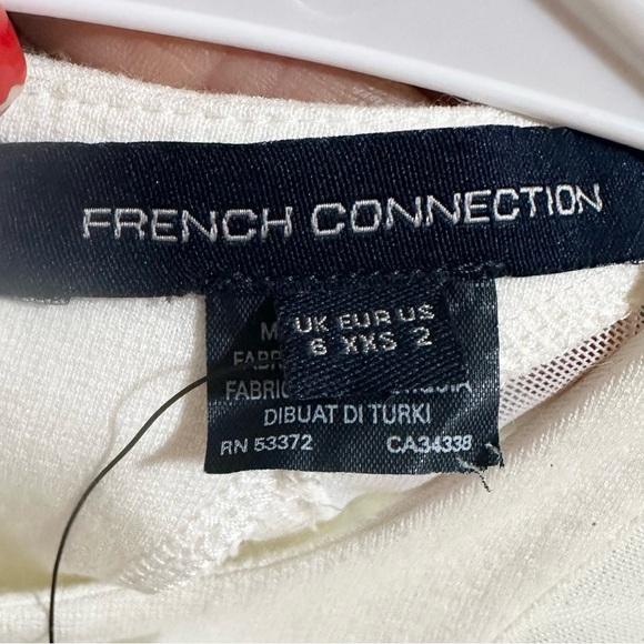 French Connection White Viven Panelled Bodycon Knee Length Sheath Dress Sz 2 NWT - Picture 5 of 7
